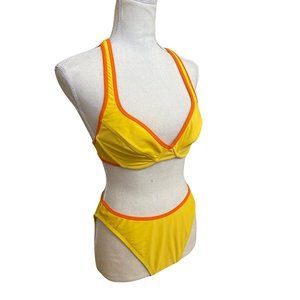 La Blanca Bikini 2 Pc Vintage yellow and orange piping bra top